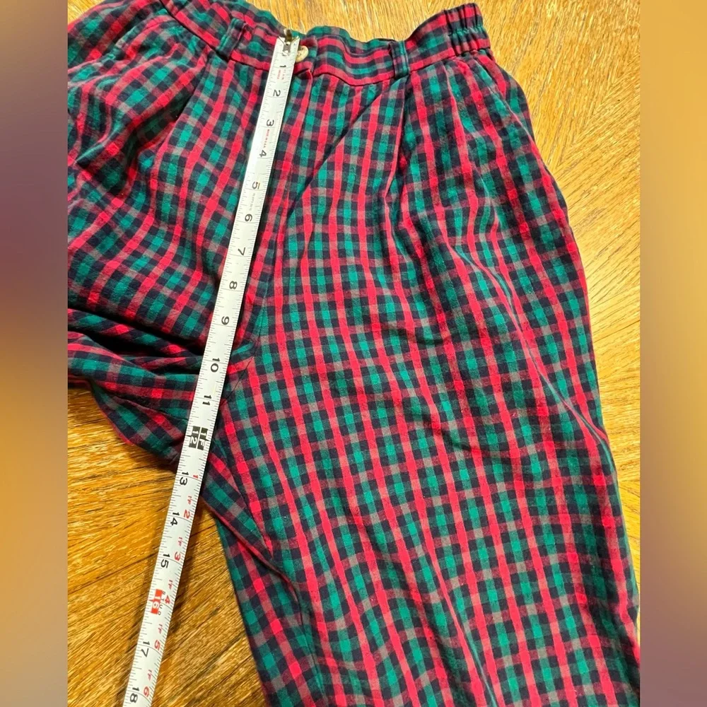 VINTAGE 80s tartan plaid check cotton trouser pants high waisted preppy academia